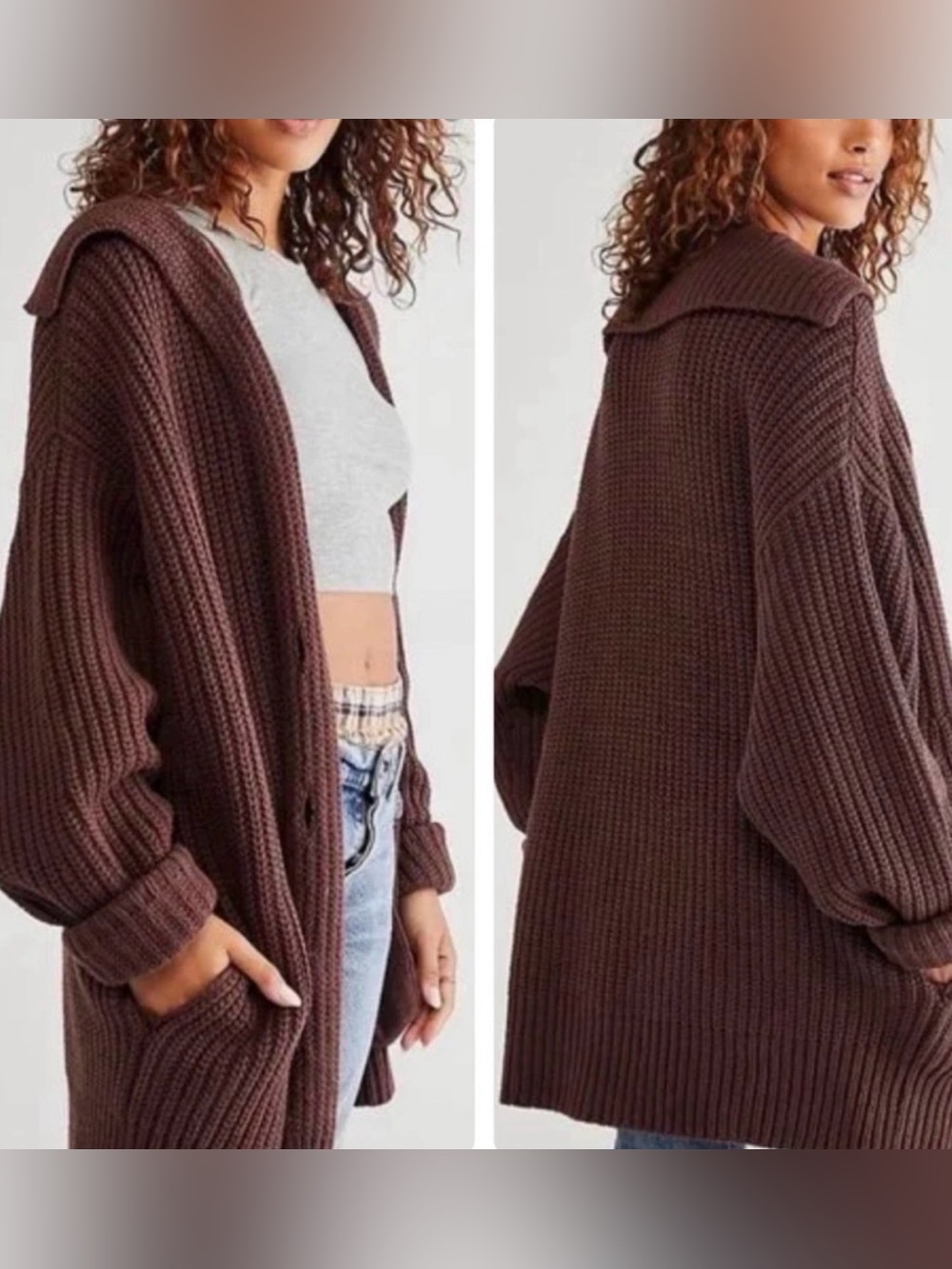 New Free people Micah Cardi color brown size Xs